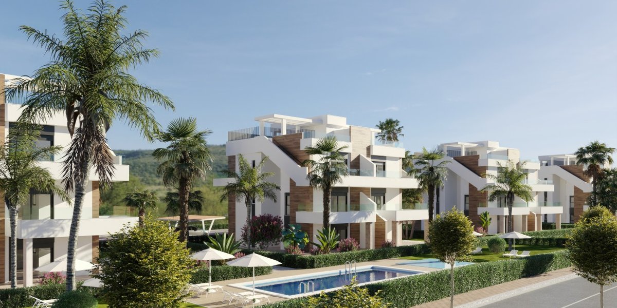 Vrijstaande villa's met zwembad en dakterras omgeven door golfbanen in El Jimenado, Torrepacheco Costa Cálida, Spanje te koop