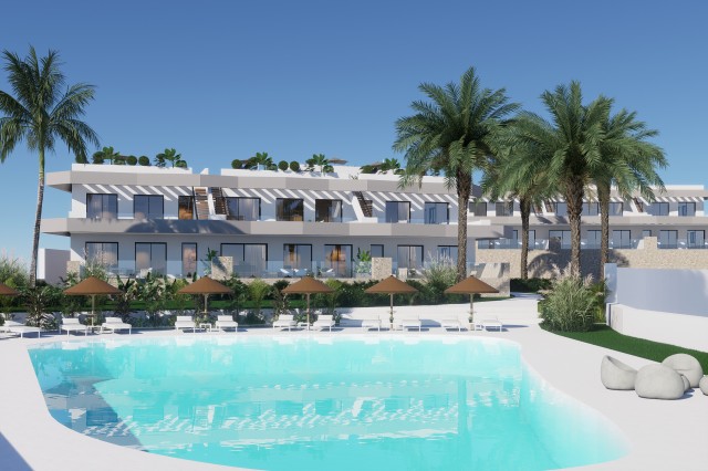Nieuwbouw Woningen op de Benedenverdieping met tuin of  Bovenverdieping met Panoramisch Uitzicht in Finestrat,  Zeezicht, Dichtbij de Golfbaan, Noord Costa Blanca, Alicante, Spanje.