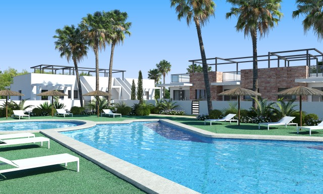 RESIDENCIAL ISEO Halfvrijstaande huizen met tuin en solarium dakterras met gemeenschappelijk zwembad in Mil Palmeras op slechts 700 m van de zee, Costa Blanca Zuid te koop