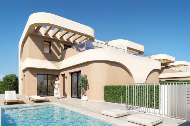 Nieuwe halfvrijstaande villa's in Daya Nueva: elegantie, comfort en mediterrane stijl op slechts enkele minuten van de stranden van Guardamar, Costa Blanca Zuid, Alicante, Spanje.