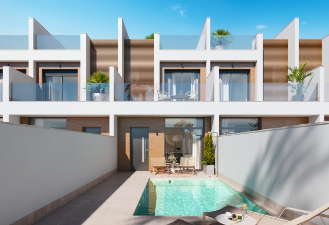 Nog enkele over Luxe herenhuizen met privé zwembad en dakterras/solarium optie 4º slaapkamer is mogelijk in San Pedro del Pinatar, Costa Calida panje te koop