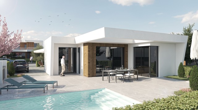 Bijzonder wonen omringd door het landschap in Montemar  Vrijstaande Villas met privé zwembad in AltaonaGolf & Country Village in Baños Y Mendigo, Costa Calida, Spanje te koop..