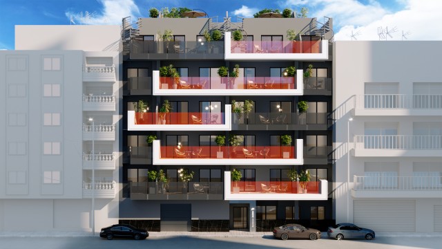 Zoek je een woning BIJ DE ZEE in een gezellige drukke stad ? Appartement op de begane grond op slechts 550 meter van het strand in het centrum van Torrevieja, Alicante, Valencia Costa Blanca zuid.