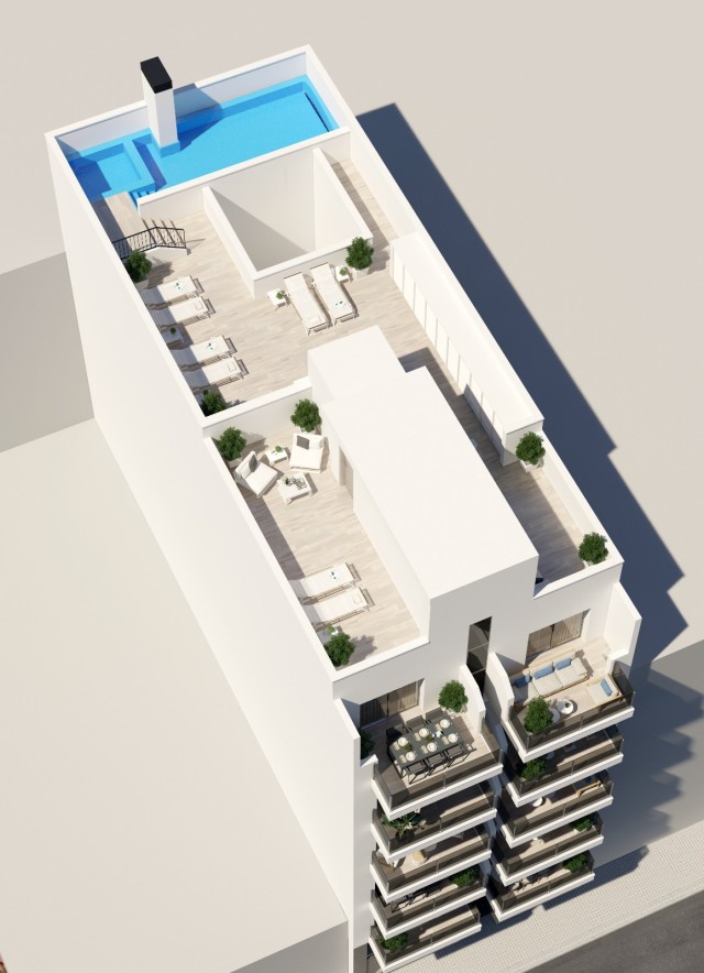 Centraal Gelegen Appartement in Torrevieja met solarium, 200 Meter van het Strand met Gemeenschappelijk Zwembad, Costa Blanca Zuid, Alicante, Spanje.