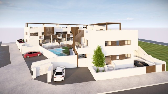 LET OP Zeer gunstig geprijsd. Ruime bungalow maisonnettes Benedenverdieping met tuin of Bovenverdieping penthouses met zonnedak/solarium in Pilar de la Horadada, Costa Blanca Zuid, Alicante, Valencia, Spanje te koop