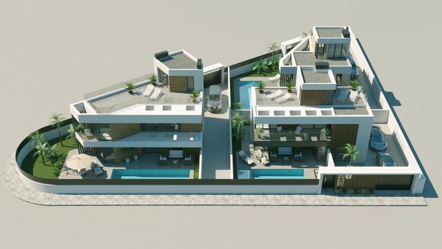 NIEUW Villa project in een nieuw wooncomplex in Torrevieja met zeer grote terrassen, solarium, Zuid-Costa Blanca, Alicante, Spanje.