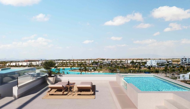 Nieuwbouwproject met uitzicht op het meer en exclusieve voorzieningen in Santa Rosalía Resort, appartementen met spectaculair uitzicht over het meer, Costa Calidad, Murcia, Spanje.