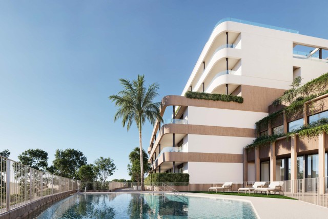 Exclusieve woningen in Estepona met panoramisch uitzicht op de golfbaan, privéterrassen en gemeenschappelijke ruimtes ontworpen voor welzijn en ontspanning. Mediterraan, Estepona, Costa Del Sol, Almería.
